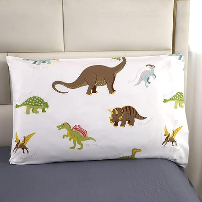 MAG 3Pcs Dinosaur Comforter Set,White Base Full Bedding Comforter Set,for Toddlers Kids,Boys Teens and Girls,Super Soft Microfiber, Full Size (1 Comforter + 2 Pillowcases)