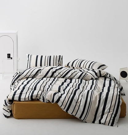 Striped Comforter Set Twin Black and White Comforter Men Women Modern Chic Stripes Bed Comforters Beige Black Striped Twin Ticking Bedding Comforter Set All Season Hotel Quality Bed Set