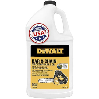 DEWALT – Biodegradable Bar & Chain Oil – Green, Eco-Friendly, Non-Toxic Professional Bar & Chainsaw Lubricant – Ultraclean All-Season Oil for Gas, Electric Saw, and Pole Saw, 1 Gallon