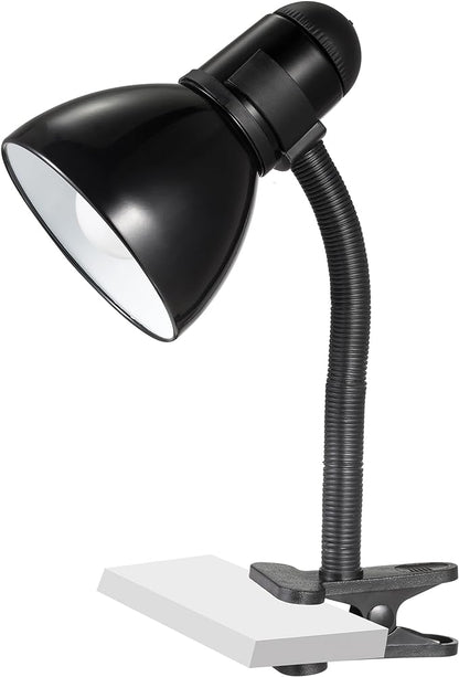 V- Light Black Adjustable Desk Lamp with Heavy Duty Clamp Clip, Flexible Gooseneck Lamp, Bed Light, Reading Lamp, or Study Light, 14 inches