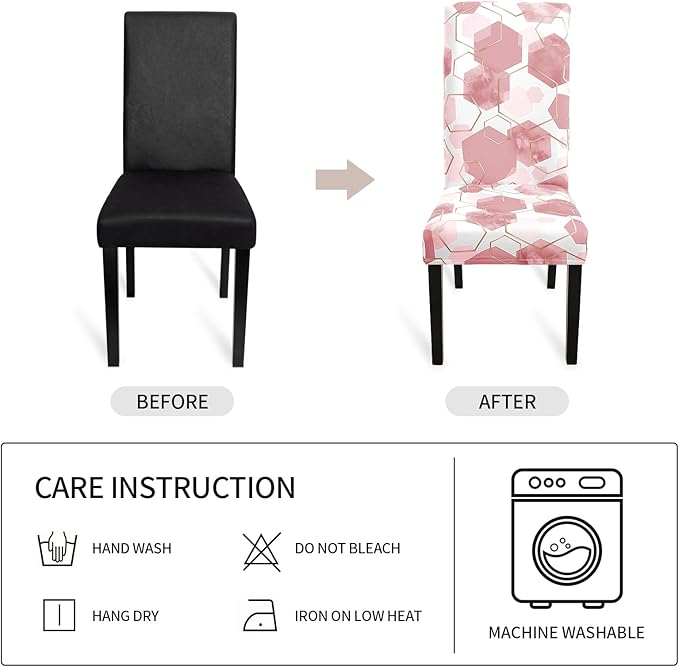 Gibelle Dining Room Chair Covers Set of 4, Soft Stretch Kitchen Chair Covers Slipcover Protector, Removable Washable Geometric Parson Chair Covers 4 Pack, Dusty Pink