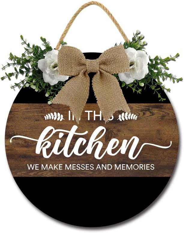 Kitchen Signs Wall Decor In this Kitchen We Make Messes and Memories Funny Dining Room Wall Decor Wood Hanging Sign Farmhouse Kitchen Dining Room Sign for Home 11inch