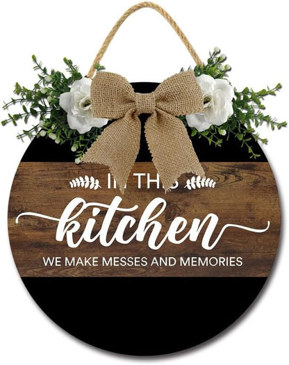 Kitchen Signs Wall Decor In this Kitchen We Make Messes and Memories Funny Dining Room Wall Decor Wood Hanging Sign Farmhouse Kitchen Dining Room Sign for Home 11inch