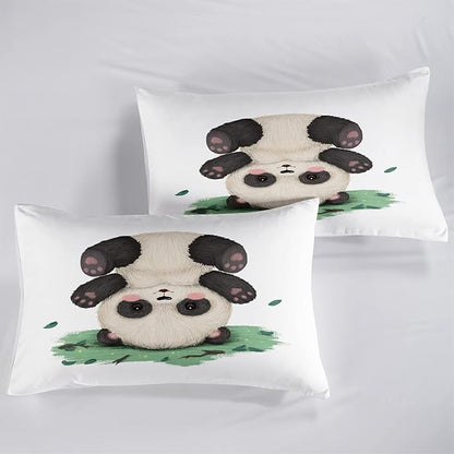 CVHOUSE Panda Bedding Set,Panda Comforter Queen,Cute Panda Comforter Set for Girls Kids Teens,Kawaii Panda Quilt Set with 1 Comforter and 2 Pillow Cases- 3 Piece