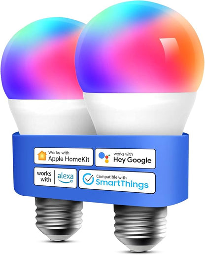 meross Smart Light Bulb, Smart WiFi LED Bulbs Compatible with Apple HomeKit, Siri, Alexa, Google Assistant and SmartThings, Dimmable E26 Multicolor 2700K-6500K RGB, 810 Lumens 60W Equivalent