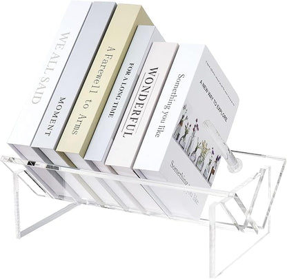 Sumerflos Acrylic Desktop Bookcase, Book Storage Organizer Bookshelves, Clear Mordern Tabletop Storage Rack for Office Home Shelf Display for Cd/Magazine/Book - Clear