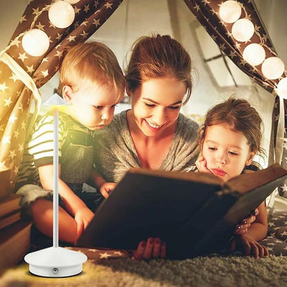 Portable LED Table Lamp with Touch Sensor, 3-Levels Brightness Metal Desk Lamp, 3 Color Touch Control Rechargeable Lamp, Night Light, Bedside Lamp,Dining Room Lamp (White)