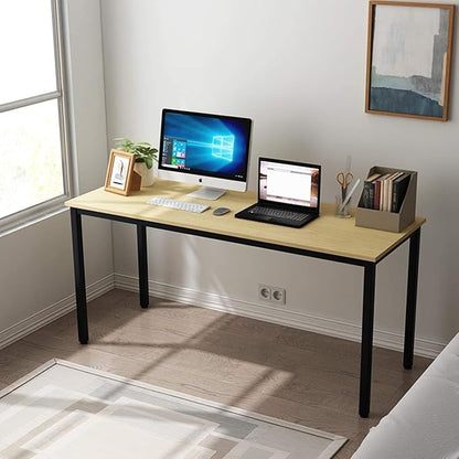 SogesGame Computer Desk, 63 inches Office Desk Computer Table Study Writing Desk Workstation for Home Office, Teak Dining Table