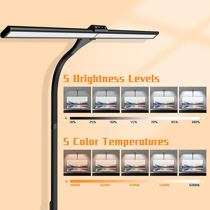 LED Desk Lamp, Office Architectural Desk Lamp, 31.5'' Large Size Office Lighting, 24W 5-Colour LED Computer Monitor Gooseneck Smart Lamp with Holder for Studying, Creating and Reading