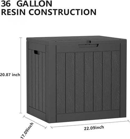 37 Gallon Outdoor Deck Box,Storage Lockable Waterproof Patio Furniture,Garden Tools,Cushions,Pool Accessories Outside Storage Resin Box(Black)
