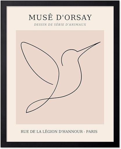 Poster Master Vintage Poster - Retro One Line Hummingbird Drawing Print - Bird Line Art - Minimal Gift for Him, Her, Animal Lover - Abstract Decor for Home, Office, 18x24 Unframed Wall Art