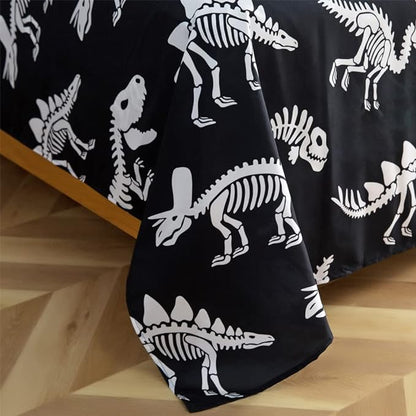 ADASMILE A & S Dinosaur Comforter Set Twin Size for Boys Kids 6 Piece Dinosaur Bedding Twin Bed in A Bag Comforter Set with Sheets Dinosaur Bed Set Bone Dinosaur Sheets Bone Dinosaur Comforter Sets