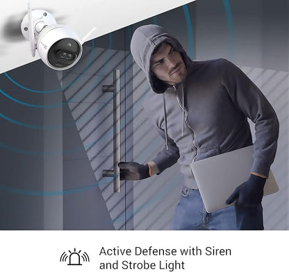 EZVIZ Outdoor Camera Dual Lens, Surveillance Camera with Color Night Vision & Human/Vehicle Detection, Active Defense with Light & Siren, Two-Way Talk, IP67, No Subscription Fee Cloud(C3X-Cloud)