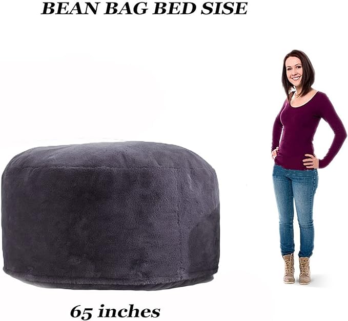 6FT Giant Round Faux Fur Bean Bag Chair Cover - Ultra Soft and Fluffy for Adults, Machine Washable (No Filler, Cover Only)