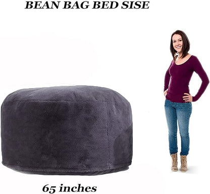 6FT Giant Fur Bean Bag Chair Cover, Ultra Soft Bean Bag Bed for Adults (No Filler, Cover only), Big Round Soft Fluffy Faux Fur Bean Bag Lazy Sofa Bed Cover, Machine Washable Big Size Bean Bag Cover