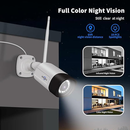 Hiseeu 2K Wireless Pro Security Camera Wireless Outdoor, 2-Way Audio, 3MP Surveillance Cameras, IP66 Waterproof, 2.4Ghz & 5Ghz, Motion Detection, SD Storage, Compatible with System, Work with Alexa