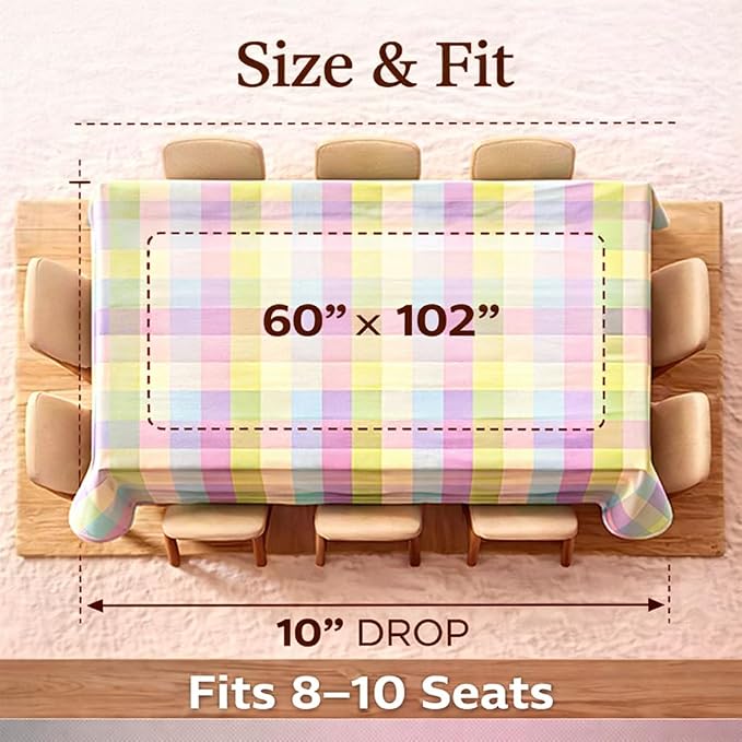 Urban Villa Tablecloth Cotton Tabletop 60x102 (8-10 Seats) Easter Checks
