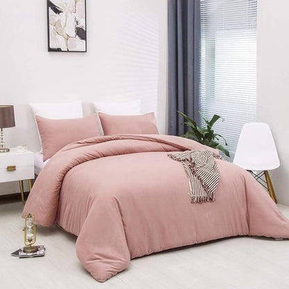Blush Pink Comforter Set Full Size Solid Rose Pink Bedding Women Quilt Set Blush Pink Comfroter Set 3 PCs for Girls boys Teens Adult Bed Set Durable Breathable Pink Blanket