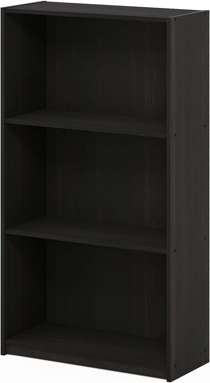 Furinno Basic 3-Tier Bookcase Storage Shelves, Espresso