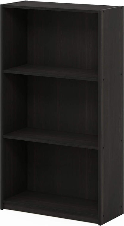 Furinno Basic 3-Tier Bookcase Storage Shelves, Espresso