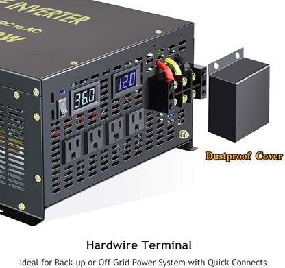 WZRELB 5000W 36V 110V Pure Sine Wave Power Inverter with 4 AC Outlets,Bipolar High-Frequency Inverter