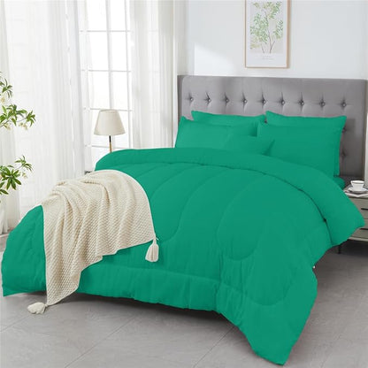 3 Piece Solid Color All Season Bedding Comforter Set Microfiber Soft Lightweight Bedding Set for Kids Teens Adults Room Decor with 1 Comforter and 2 Pillowcases Full