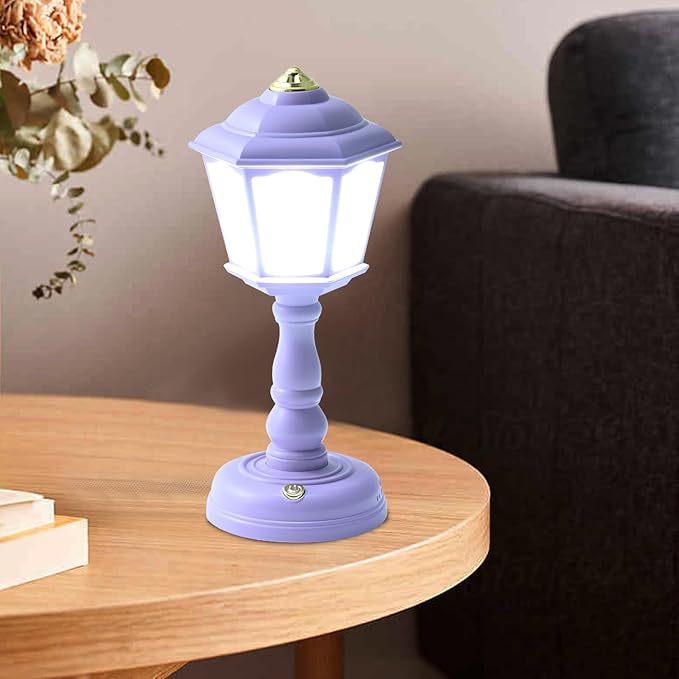 Mini Desk lamp Vintage, LED Desk Lamp Dimmable Table Lamp Reading Lamp with USB Charging Port, Sensitive Control, Eye-Caring Office Lamp,Very beautiful decorative desk lamp (Purple)