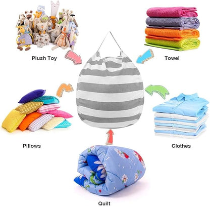 27Inch Stuffed Animal Storage Bean Bag Chairs for Kids Room, Stuff and Sit Storage Bean Bag Cover for Organizing Boys and Girls Plush Toy for Kids—Gray