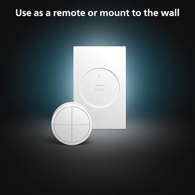 Philips Hue Wall Tap Dial Light Switch, Portable, White - 2 Pack - Requires Hue Lights and Hue Bridge - Smart Home - Easy, No-Wire Installation