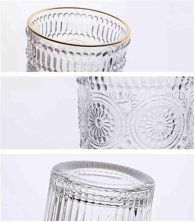 drinking glassware Drinking Glasses Sunflower Embossed Glass Cup(Large)