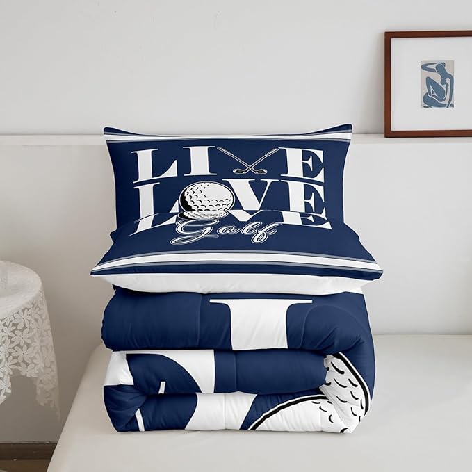 Feelyou Golf Print Bedding Set Queen Size Ball Gaming Comforter Set for Kids Boys Girls Decor Sports Theme Comforter Microfiber Golf Ball Duvet Set Bedroom Quilt Set