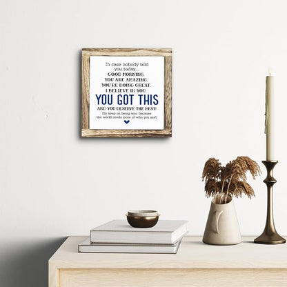 nspirational Wood Sign, Wooden Plaques Table Decor, Office Desk Sign, Farmhouse Home Decorate, Affirmation Signs Decorate Gift, Encouragement Gift, In Case No Nobody Told You Today Signs