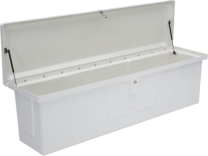 TAYLOR MADE PRODUCTS White 67.75"L x 27.75"W x 26"H Stow 'N Go UV-Resistant Polyethylene Waterproof Storage Box with Stainless Steel Lockable Latch for Docks, Decks, Patios, Pool Areas - 2020108529