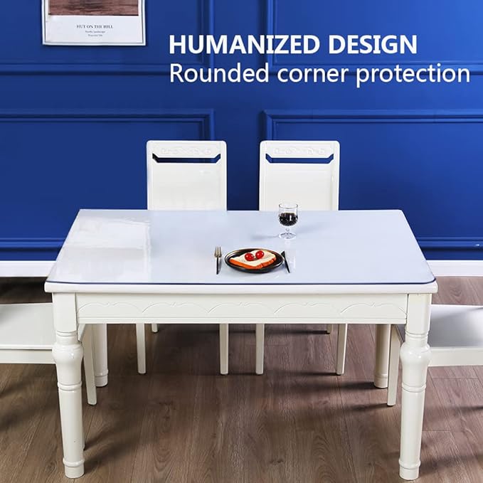 54x108 In Clear Plastic Dining Tabletop Protector Desk Pad Mat Wooden Furniture Coffee Glass End Side Bar Dinner Banquet Activity Tablecloth Top Protection Countertop Cover Waterproof PVC Vinyl Rolled