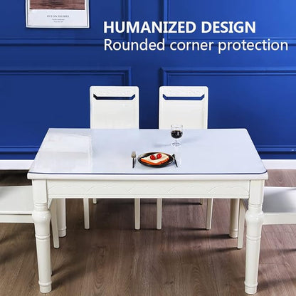54x108 In Clear Plastic Dining Tabletop Protector Desk Pad Mat Wooden Furniture Coffee Glass End Side Bar Dinner Banquet Activity Tablecloth Top Protection Countertop Cover Waterproof PVC Vinyl Rolled