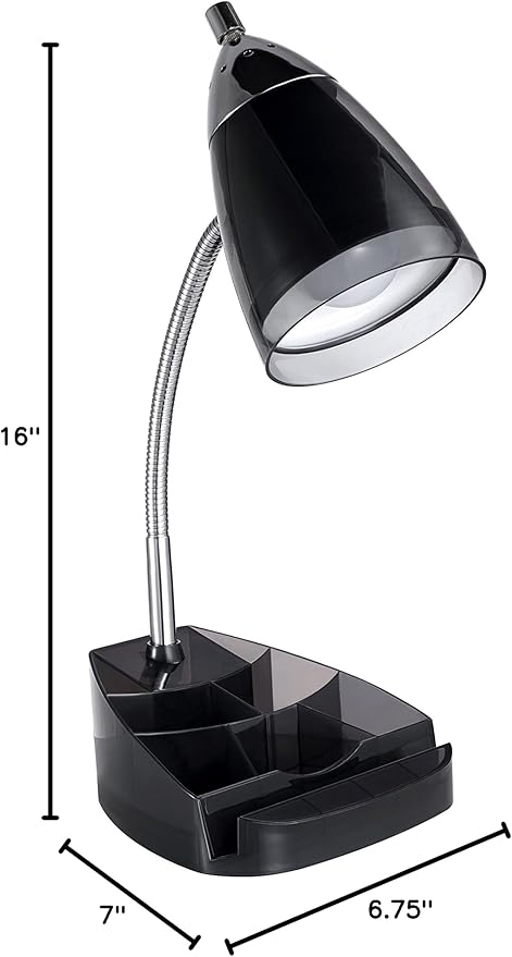 Charging Outlets Desk Task Lamp, Transparent Black (VS2148104B)