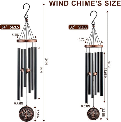 Wind Chimes for Outside, Tree of Life Deep Tone Vintage Wind Chime Outdoor Clearance, Sympathy/Memorial/Festivals/Birthday Gift for Mom Dad Grandma, Home Garden Decor (34" Tree of Life)