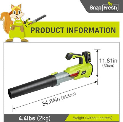 SnapFresh Cordless Leaf Blower - 550CFM Brushless Electric Leaf Blower with 4.0 Ah Battery and Fast Charger - Lightweight 20V Yard and Garden Blower for Lawn Care…