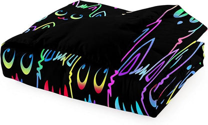 Cat Twin Bedding Set for Girls - Cute Cartoon Cat Comforter Set for Girls Bedroom Ultra Soft Cats Patterns Bedding Set with 1 Cat Quilt and 1 Pillowcase Kids Girls Room Decor, Twin Size