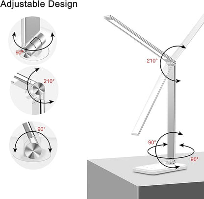 AFROG Multifunctional LED Desk Lamp with USB Charging Port, 5 Lighting Modes,5 Brightness Levels, Sensitive Control, 30/60 min Auto Timer, Eye-Caring Office Lamp，8W，5000K