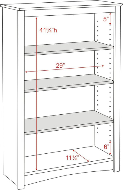 Prepac Home Office 4-Shelf Standard Bookcase, 31.5 in. W x 48 in. H x 13 in. D, White
