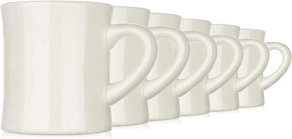COLETTI Diner Coffee Mugs — Restaurant Coffee Mugs, Retro Coffee Mug – Sturdy & Heavy Diner Mug – Nostalgia in Every Sip [Cream, 11 oz, Set of 6]