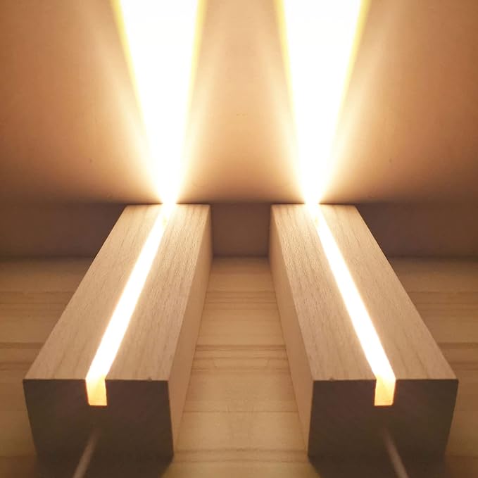 4Pack 6" Wood Rectangle Display Pedestal,Wooden Rectangle LED Lights Display Base for Acrylic and Plexiglass,Wood Night LED Light Lamp Base