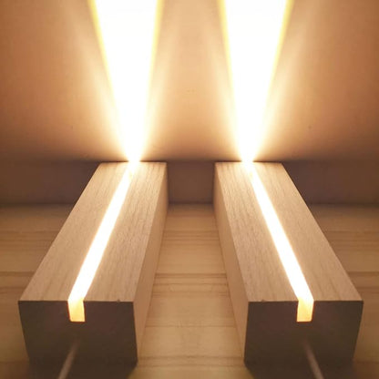 4Pack 6" Wood Rectangle Display Pedestal,Wooden Rectangle LED Lights Display Base for Acrylic and Plexiglass,Wood Night LED Light Lamp Base