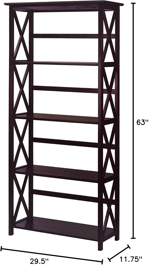 Casual Home Montego 5-Shelf Bookcase, Espresso (New)