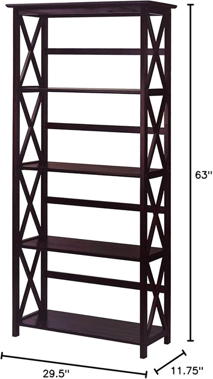 Casual Home Montego 5-Shelf Bookcase, Espresso (New)