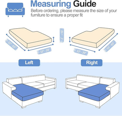 Chaise Cushion Cover for Sectional Sofa, Softer Chenille Sofa Cover for L Shaped Couch (Left or Right Facing), Stretch Chaise Couch Slipcover (Only 1 Piece, Beige)