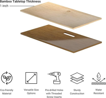 Standing Desk Bamboo, Dual Motor Stand up Desk Adjustable Height Electric 48x30 - Bamboo Dark Gloss, White Frame