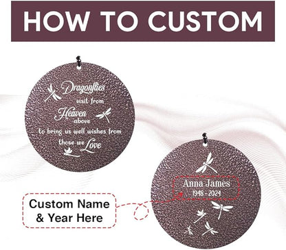 Memorial Wind Chimes Sympathy Gifts, Customized Dragonfly Wind Chime, 36-inch Commemorative Wind Chimes to Commemorate The Loss of Loved Ones, Condolence Gifts