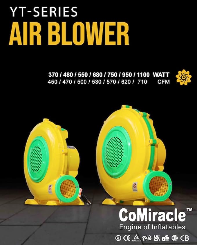 CoMiracle Air Blowers, 750 Watt 1.0 HP Inflatable Bounce House Air Blower, Outdoor Inflatable Castle and Jump Slides Blower